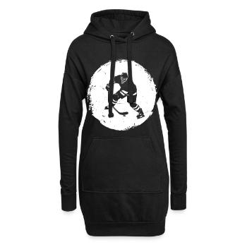 Eishockeyspieler Zeichnung - Hoodie-Kleid - Schwarz - Vorne