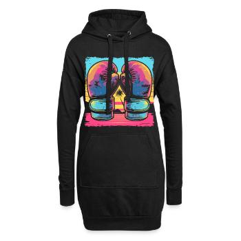 Kickboxen Cartoon Look - Hoodie-Kleid - Schwarz - Vorne