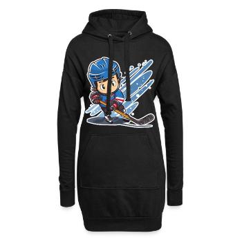Eishockeyspieler Comic Look - Hoodie-Kleid - Schwarz - Vorne