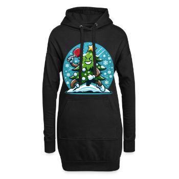 Tischtennis Weihnachtsbaum Kostüm Tannenbaum - Hoodie-Kleid - Schwarz - Vorne
