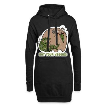 Eat Your Veggies – Lustiges Tiermotiv - Hoodie-Kleid - Schwarz - Vorne