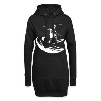 Surfing Zeichnung - Hoodie-Kleid - Schwarz - Vorne