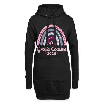Große Cousine 2026 Regenbogen - Hoodie-Kleid - Schwarz - Vorne