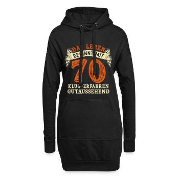 Das Leben beginnt mit 70 zum 70. Geburtstag - Hoodie-Kleid - Schwarz - Vorne