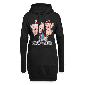 Noël du cochon, bonnes nuits de cochon ! - Sweat-shirt à capuche long Femme - noir - Devant