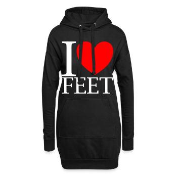 Ich Liebe Füße I Love Feet - Hoodie-Kleid - Schwarz - Vorne