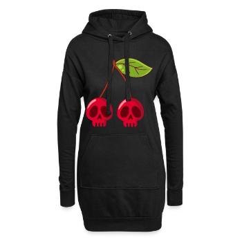 Crânes de cerises - Sweat-shirt à capuche long Femme - noir - Devant