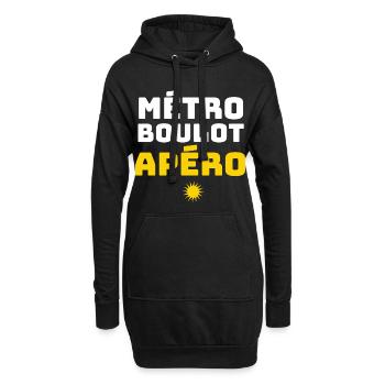 Métro Boulot Apéro Humour Routine Travail Soirée - Sweat-shirt à capuche long Femme - noir - Devant