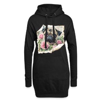 Mops Vintage - Hoodie-Kleid - Schwarz - Vorne