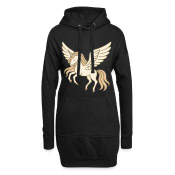 Licorne pégase pastel volante avec des ailes - Sweat-shirt à capuche long Femme - noir - Devant