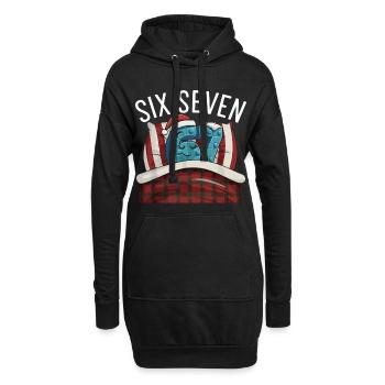 67 Six Seven Pyjamas T-shirt de nuit italien mème - Sweat-shirt à capuche long Femme - noir - Devant