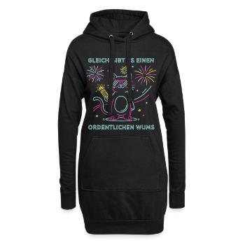 Frohes Neues Jahr Süße Katze Silvester Partyhut - Hoodie-Kleid - Schwarz - Vorne