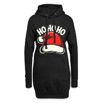 Weihnachtliches Santa-Hut Motiv - Hoodie-Kleid - Schwarz - Vorne