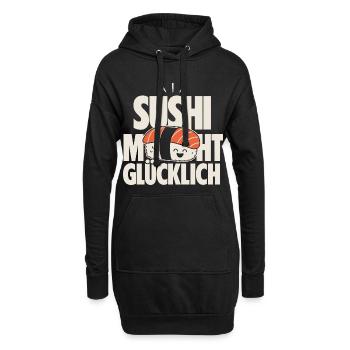 Sushi Macht Glücklich Kawaii Design - Hoodie-Kleid - Schwarz - Vorne