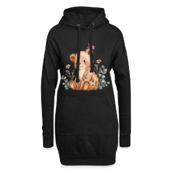 Ours avec papillon - Sweat-shirt à capuche long Femme - noir - Devant