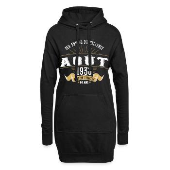 84 Ans Anniversaire Vintage Né(e) en Août 1938 - Sweat-shirt à capuche long Femme - noir - Devant