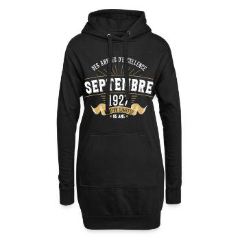 95 Ans Anniversaire Vintage En Septembre 1927 - Sweat-shirt à capuche long Femme - noir - Devant