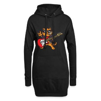 Guitariste Guitar Cat Funny Gift Fan de rock - Sweat-shirt à capuche long Femme - noir - Devant