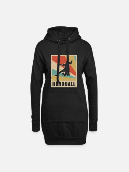 Joueur de handball Joueur rétro de handball player - Sweat-shirt à capuche long Femme - noir