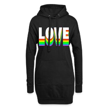 Love Text Regenbogen - Hoodie-Kleid - Schwarz - Vorne