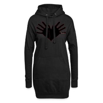 Duart Symbol Shqipe Zemra -Zi me Linja te Kuqe - Hoodie-Kleid - Schwarz - Vorne