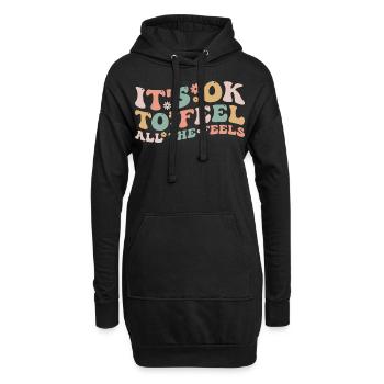 Its Okay To Feel All The Feels Funny Mental Health - Sweat-shirt à capuche long Femme - noir - Devant