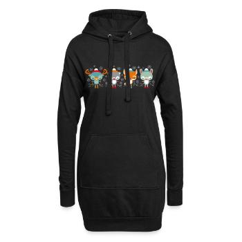 Süße Tiere fahren Ski – Geschenkidee - Hoodie-Kleid - Schwarz - Vorne