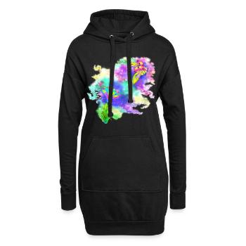 Marienkäfer Blume Sterne Design handgezeichnet - Hoodie-Kleid - Schwarz - Vorne