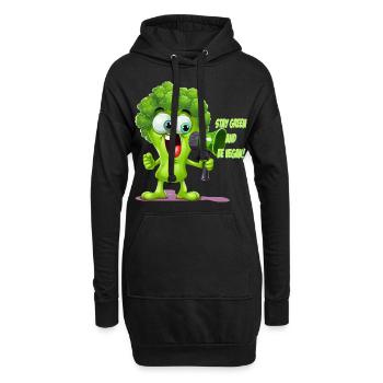 Stay Green - Vegan Food Broccoli Design - Sweat-shirt à capuche long Femme - noir - Devant