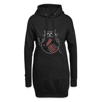 Niedliche Katze mit Wollknäuel Geschenkidee - Hoodie-Kleid - Schwarz - Vorne