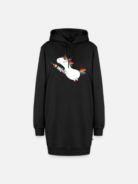 Immunicorn Einhorn mit Regenbogen Spritze - Hoodie-Kleid - Schwarz