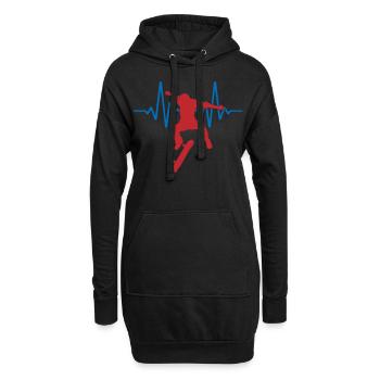 Herzschlag Skater Skateboard EKG | Farben änderbar - Hoodie-Kleid - Schwarz - Vorne