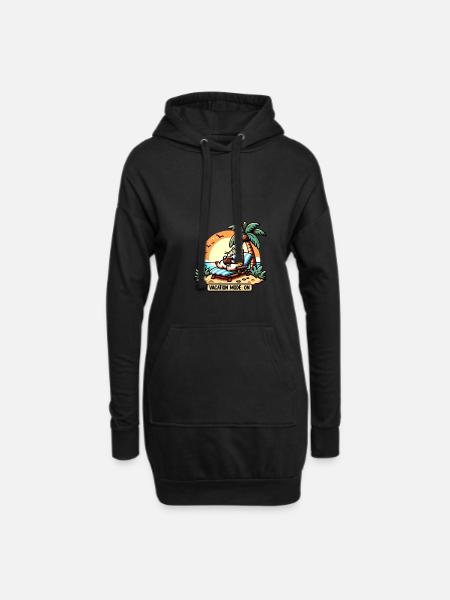 Strandkatze: Entspannung pur! - Hoodie-Kleid - Schwarz