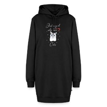 Frau Mädchen Liebe Herz Katze Kätzchen - Hoodie-Kleid - Schwarz - Vorne