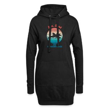 Kampfjet auf einem Retro-Sonnenuntergang - Hoodie-Kleid - Schwarz - Vorne