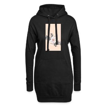 Pastellfarbe Hautton Rosen Grau Blätter Blumen - Hoodie-Kleid - Schwarz - Vorne