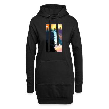 Wasserfall Sonnenuntergang - Hoodie-Kleid - Schwarz - Vorne