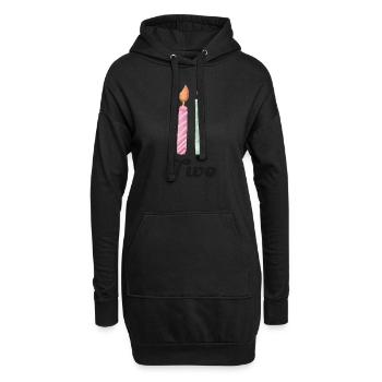 2e anniversaire bougie - Sweat-shirt à capuche long Femme - noir - Devant