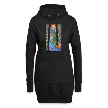 Weihnachtstage Dorf Christmas Days Village - Hoodie-Kleid - Schwarz - Vorne