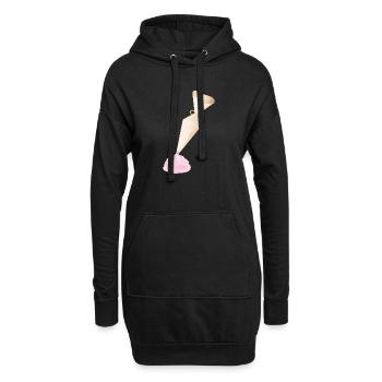 Douille crème avec garnitures roses - Sweat-shirt à capuche long Femme - noir - Devant