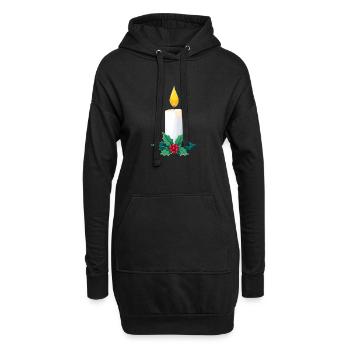 Bougie de Noël & Houx - Sweat-shirt à capuche long Femme - noir - Devant