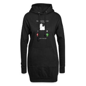 Écran téléphonique du Yorkshire Terrier appelant un amant de chien - Sweat-shirt à capuche long Femme - noir - Devant
