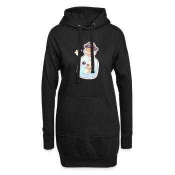 Cute Pirate Message in a Bottle - Hoodie-Kleid - Schwarz - Vorne