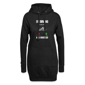 Schwimmen ruft und ich muss gehen - Hoodie-Kleid - Schwarz - Vorne