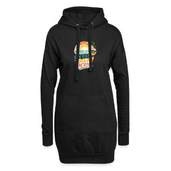 On est bien ici Plage tropical rétro - Sweat-shirt à capuche long Femme - noir - Devant