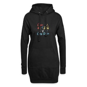 Cross Stitch Kreuzstich Sticken - Hoodie-Kleid - Schwarz - Vorne