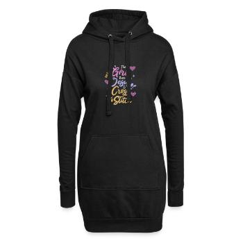 Cross Stitch Kreuzstich Sticken - Hoodie-Kleid - Schwarz - Vorne
