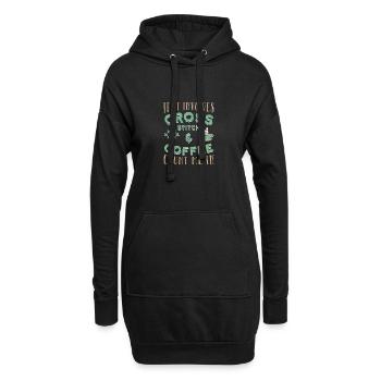 Cross Stitch Kreuzstich Sticken - Hoodie-Kleid - Schwarz - Vorne