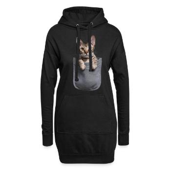 Devon Rex Katze in der Tasche Geschenk - Hoodie-Kleid - Schwarz - Vorne