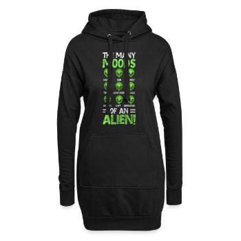Alien Weltall Außerirdischer Invasion - Hoodie-Kleid - Schwarz - Vorne